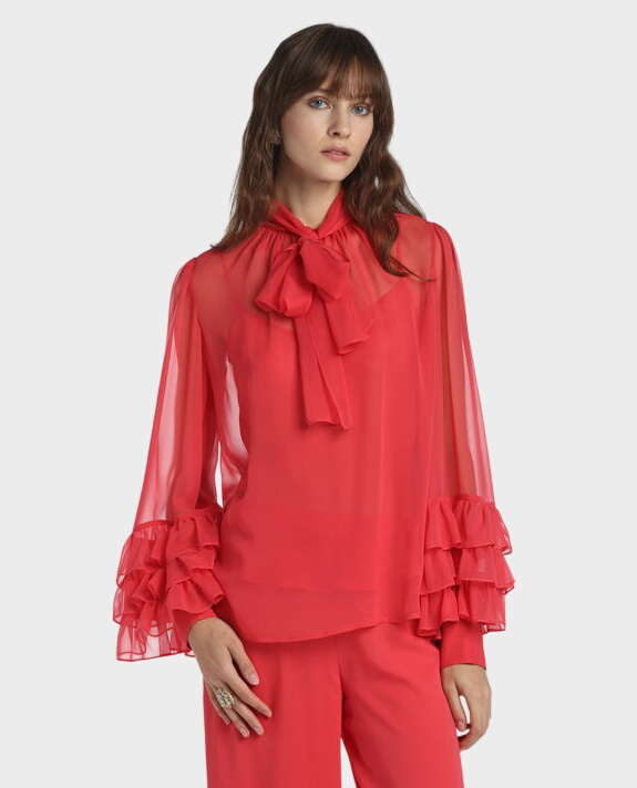 Czerwona jedwabna bluzka Bellaria - Image #0