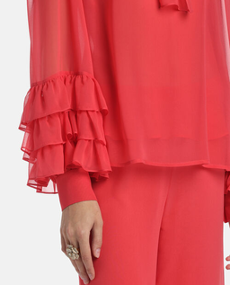 Czerwona jedwabna bluzka Bellaria - Image #4