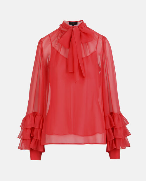 Czerwona jedwabna bluzka Bellaria - Image #5
