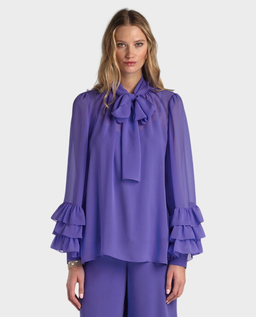 Fioletowa jedwabna bluzka Bellaria - Image #0
