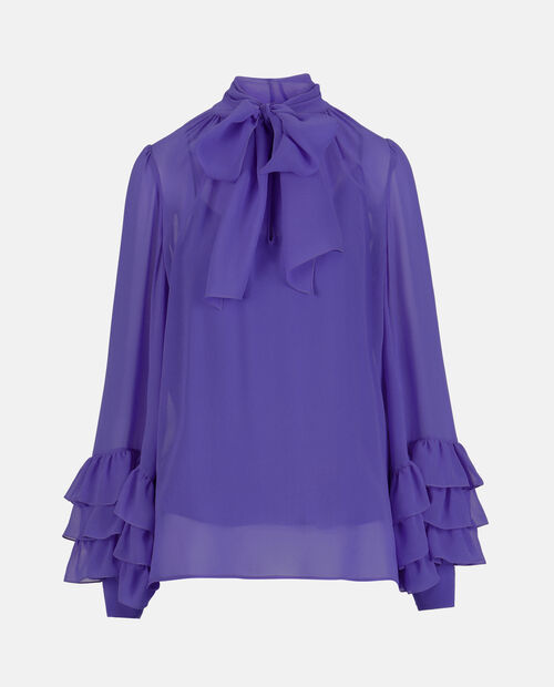 Fioletowa jedwabna bluzka Bellaria - Image #4