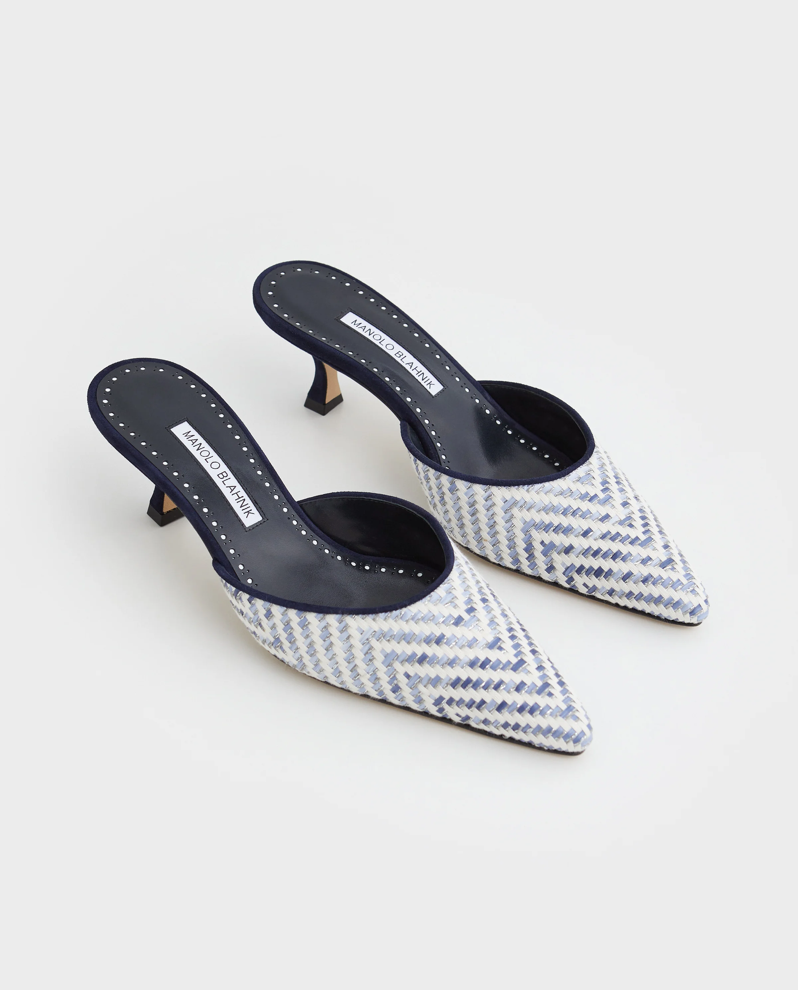 Biało-granatowe mule Carolyne 50 - Image #2