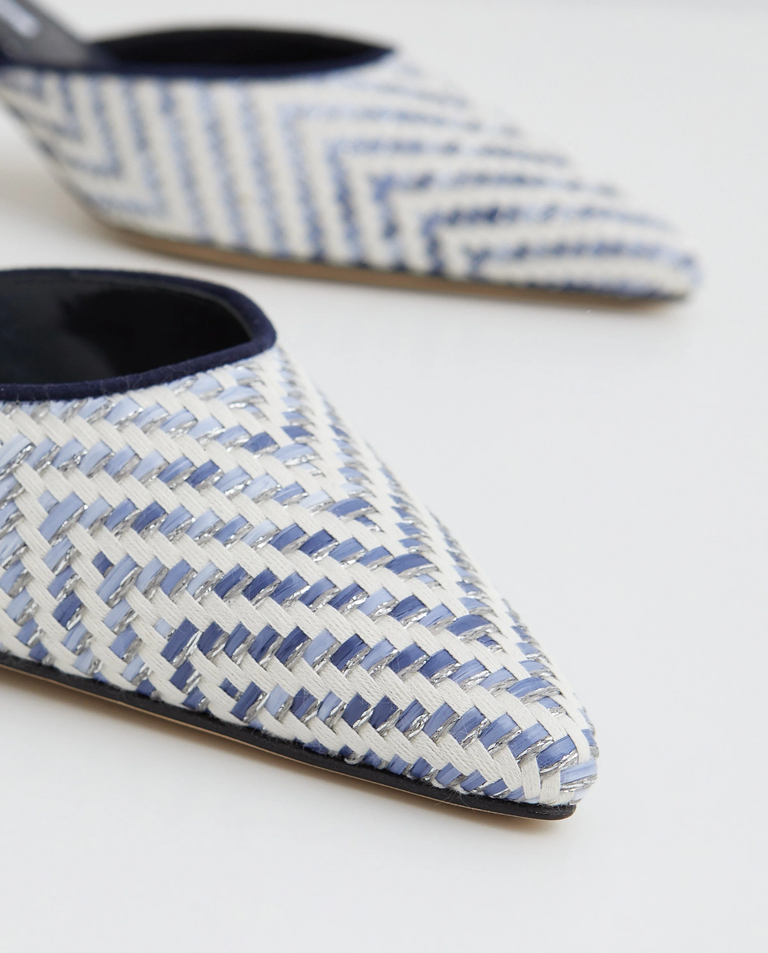 Biało-granatowe mule Carolyne 50 - Image #4