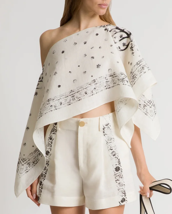 Lniany top z nadrukiem