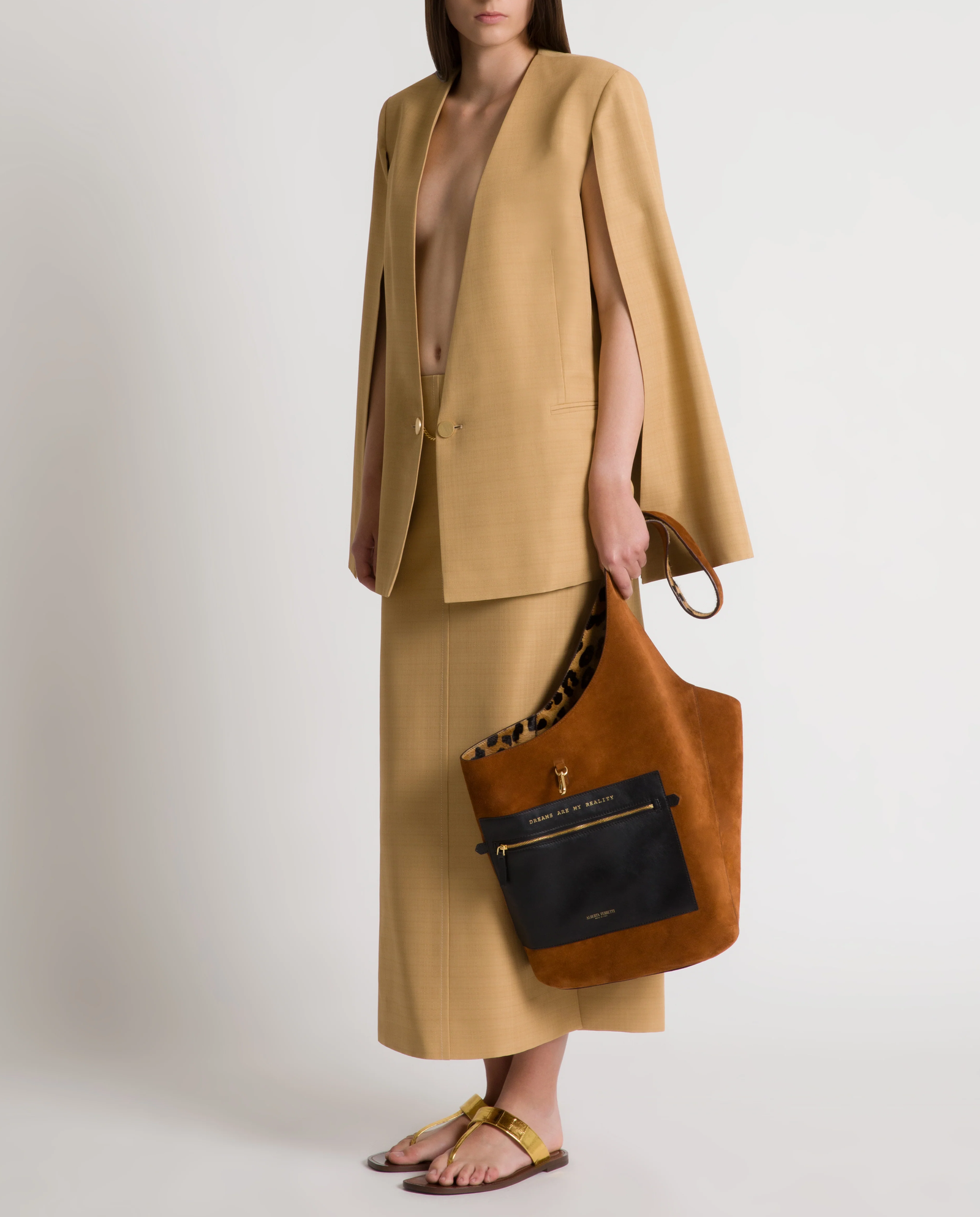 Dwustronna zamszowa torba w zwierzęcy print - Image #4