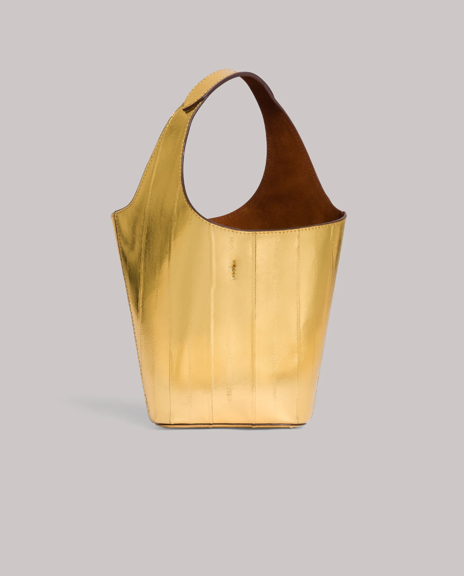 Złota skórzana torebka do ręki - Image #2