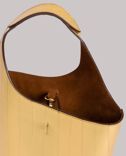 Złota skórzana torebka do ręki - Image #3