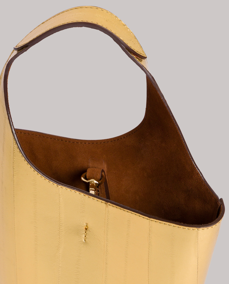 Złota skórzana torebka do ręki - Image #3