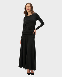 Czarna sukienka z drapowaniem Antonina - Image #0