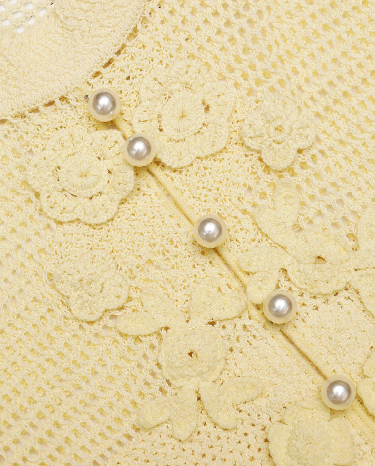 Żółta szydełkowa mini sukienka - Image #4