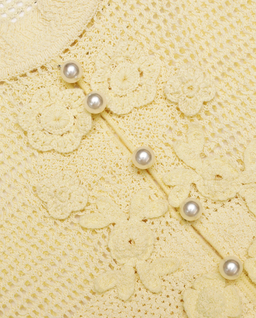 Żółta szydełkowa mini sukienka - Image #4