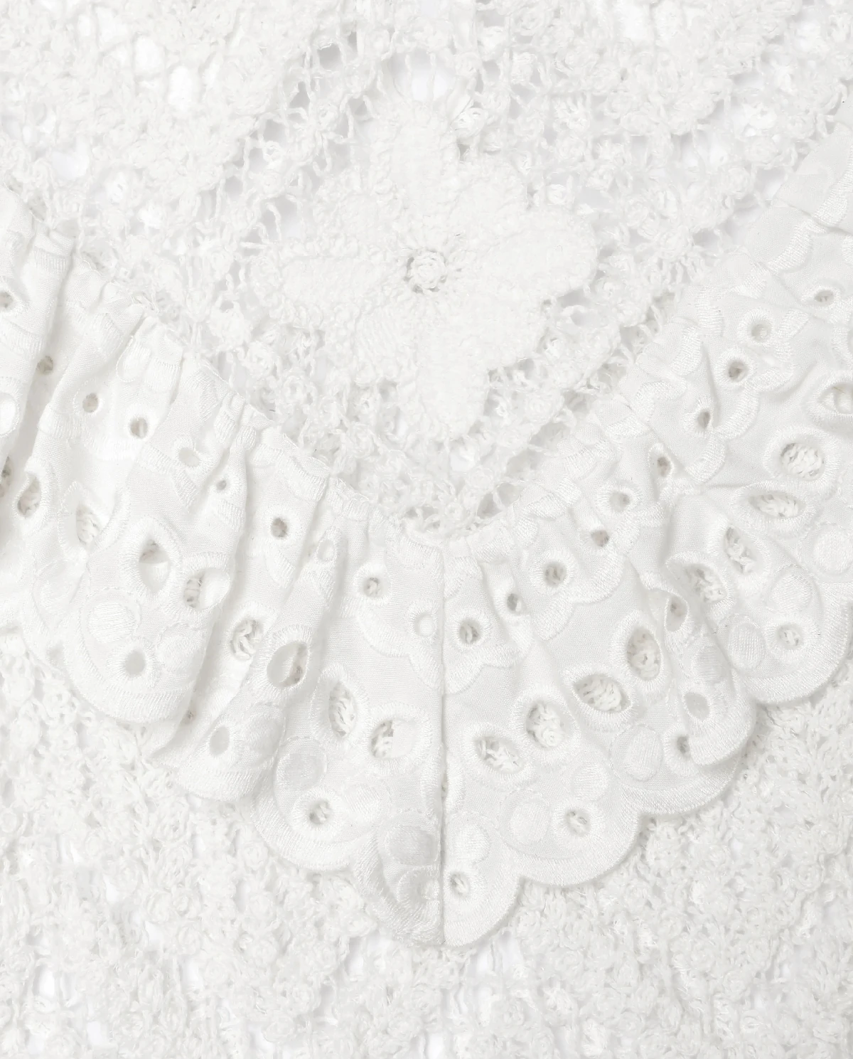 Biały koronkowy top z haftem - Image #4