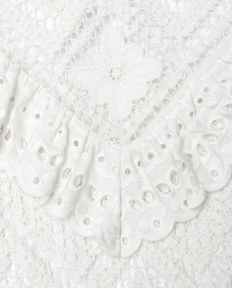 Biały koronkowy top z haftem - Image #4