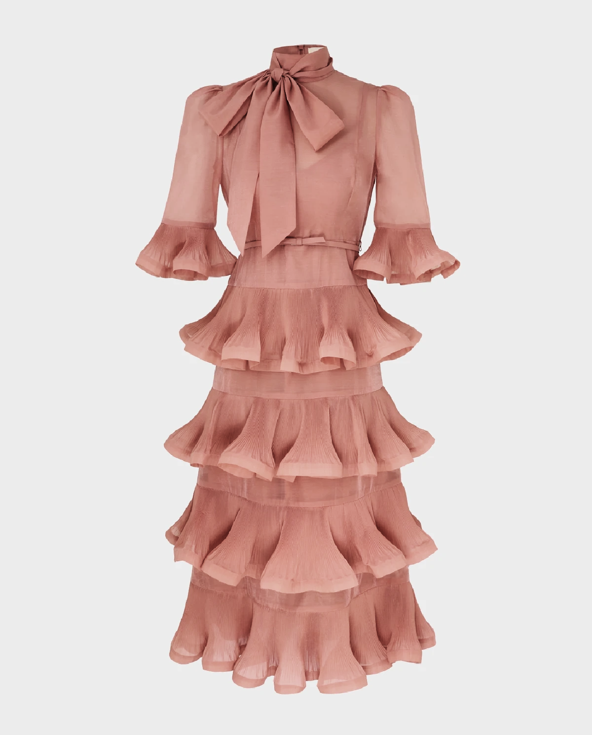 Ciemnoróżowa sukienka z falbanami - Image #1