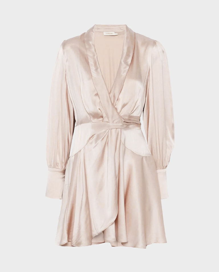 Jedwabna kopertowa sukienka mini