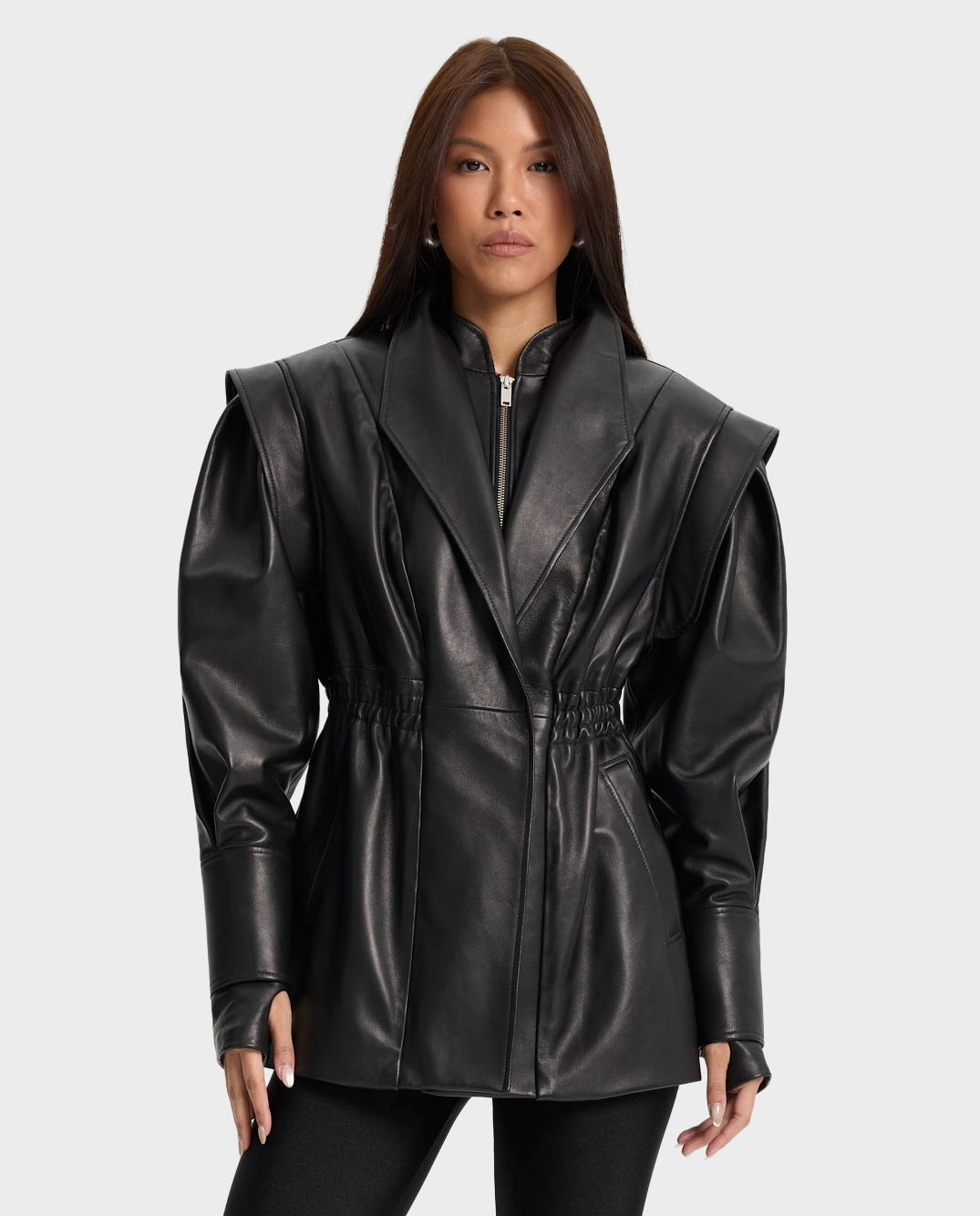 Skórzana kurtka z szerokimi ramionami Vera - Image #0