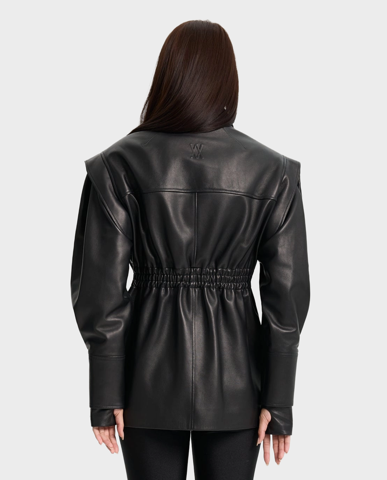 Skórzana kurtka z szerokimi ramionami Vera - Image #2