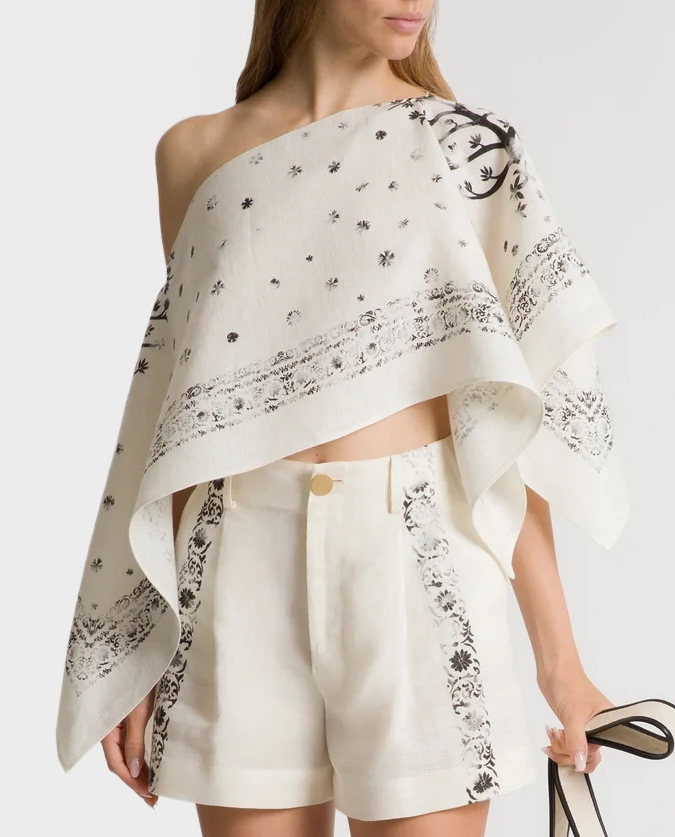 Lniany top z nadrukiem - Image #0