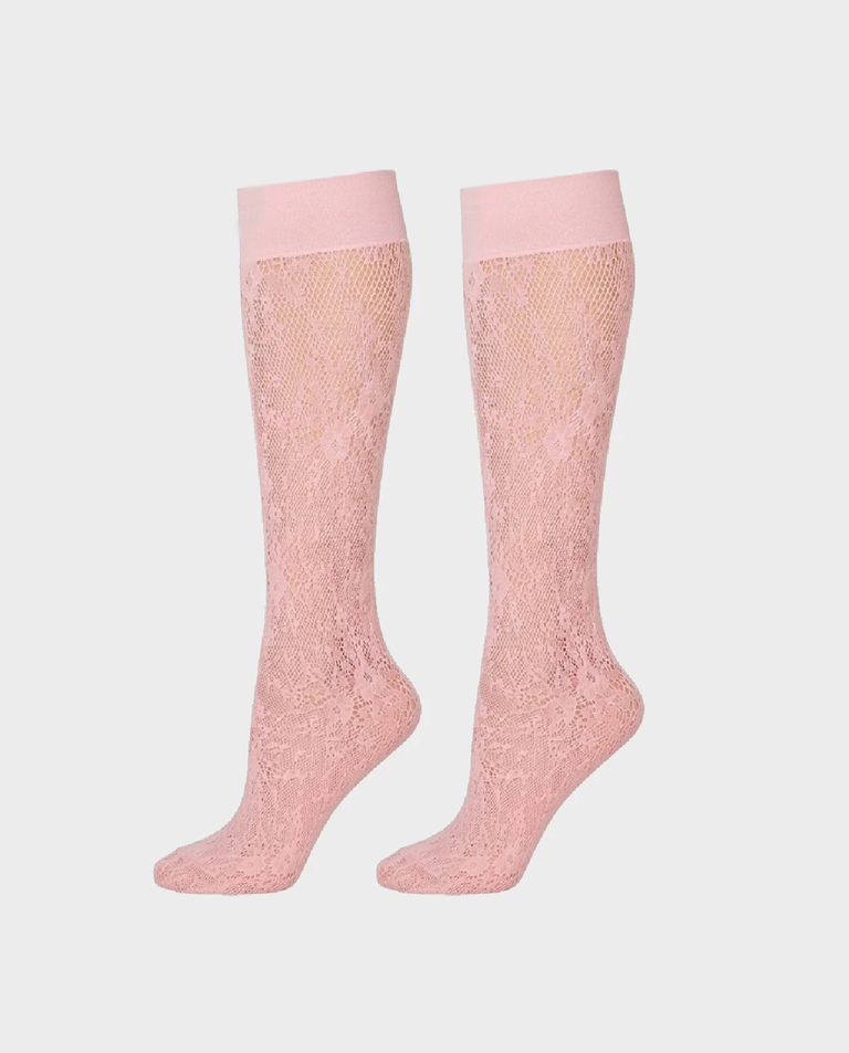 Różowe koronkowe podkolanówki Rosa - Image #3