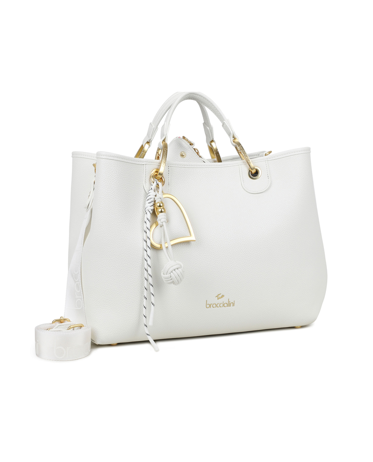 Biała skórzana torebka Beth