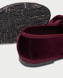 Aksamitne bordowe baleriny z kokardą Lyra Wine - Image #2