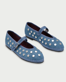 Niebieskie jeansowe baleriny z ćwiekami Mae - Image #1