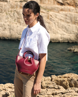 Bordowa torebka Mini Capazo - Image #3