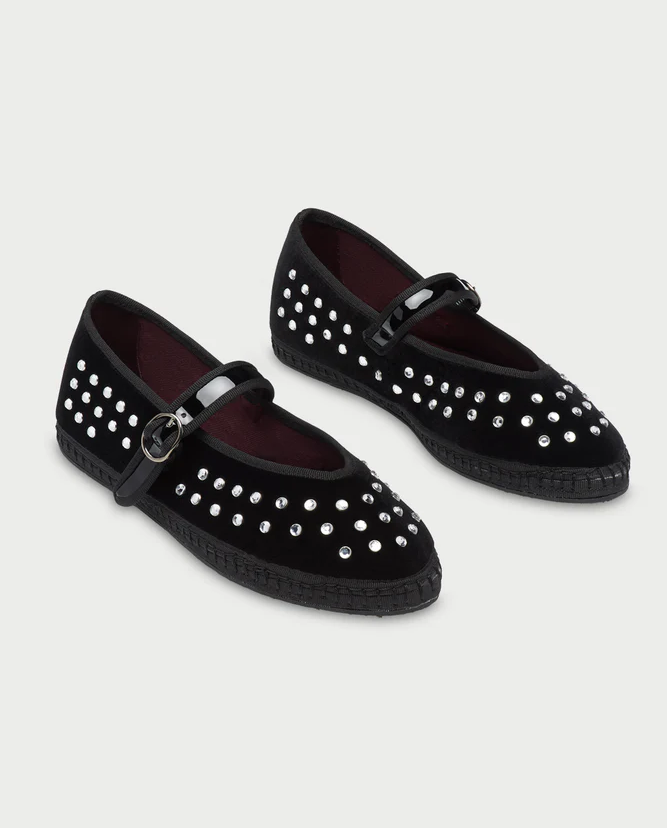 Czarne baleriny z kryształkami Mae - Image #1