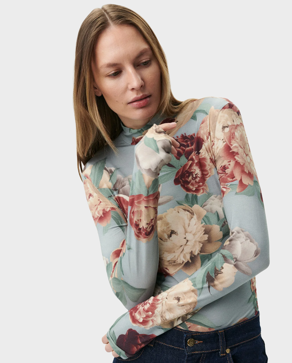 Półgolf z kwiatowym printem - Image #2