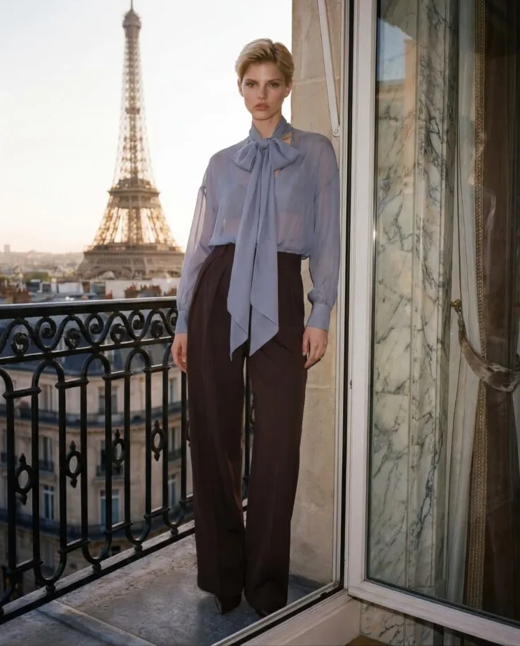 Jedwabna bluzka z szarfą Cloud