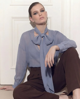 Jedwabna bluzka z szarfą Cloud - Image #2