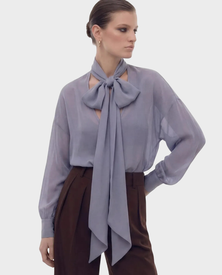 Jedwabna bluzka z szarfą Cloud