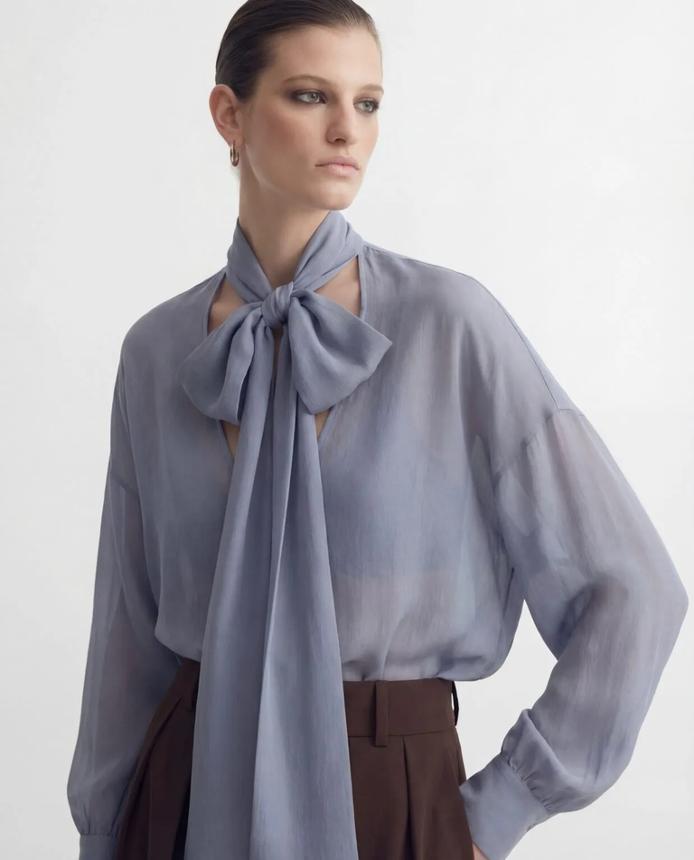 Jedwabna bluzka z szarfą Cloud - Image #3