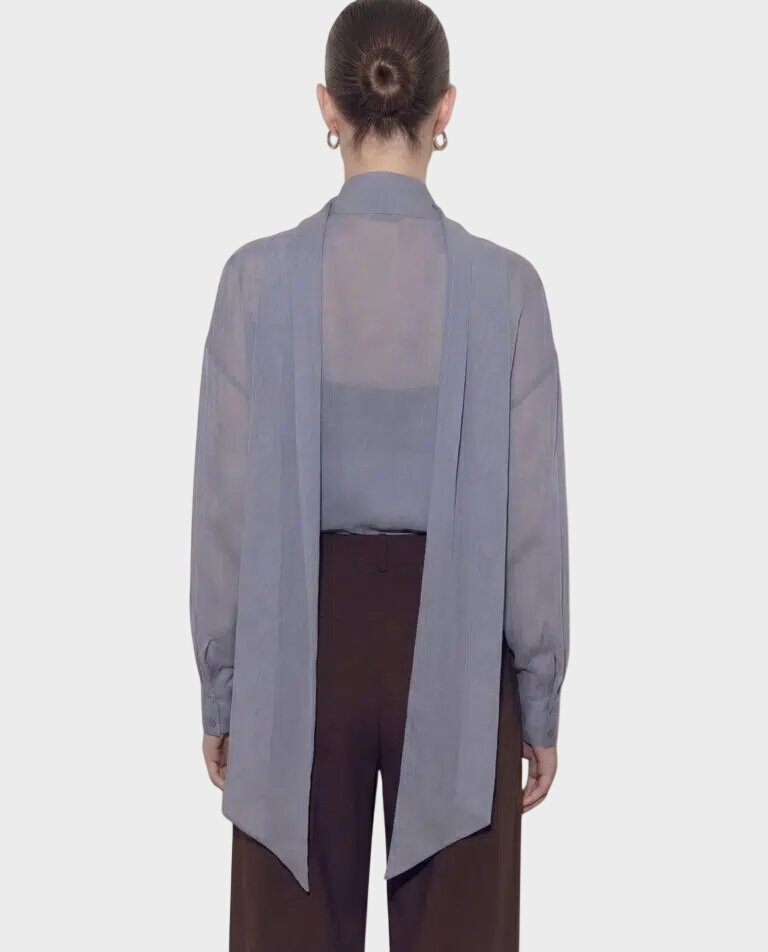 Jedwabna bluzka z szarfą Cloud - Image #4