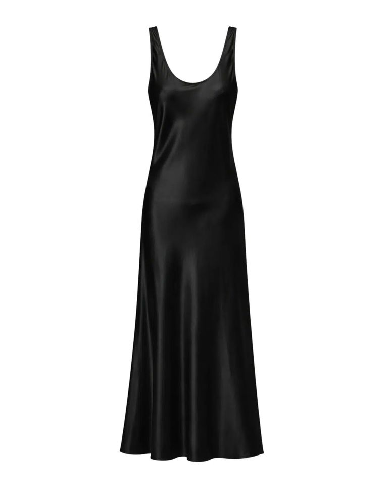 Długa czarna sukienka z jedwabiu Lumiere - Image #4