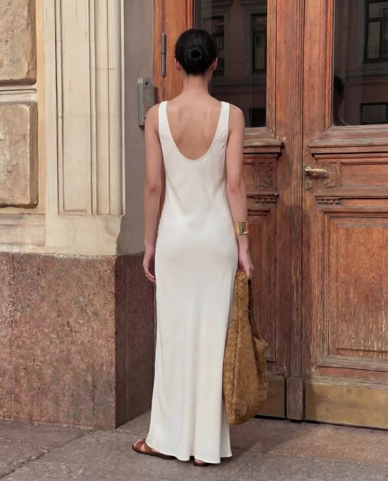 Długa biała sukienka z jedwabiu Lumiere - Image #2