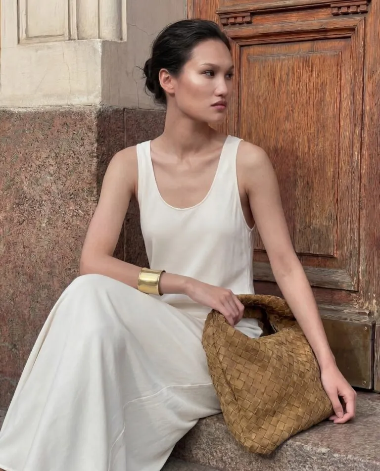 Długa biała sukienka z jedwabiu Lumiere - Image #3