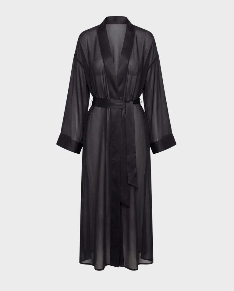 Jedwabny czarny szlafrok Noir Veil