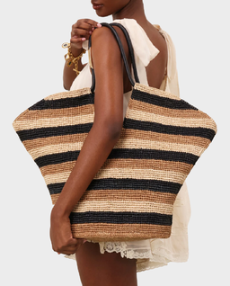 Torba z rafii w paski Goldentime Large - Image #1