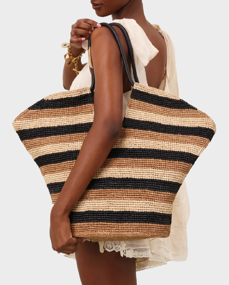 Torba z rafii w paski Goldentime Large