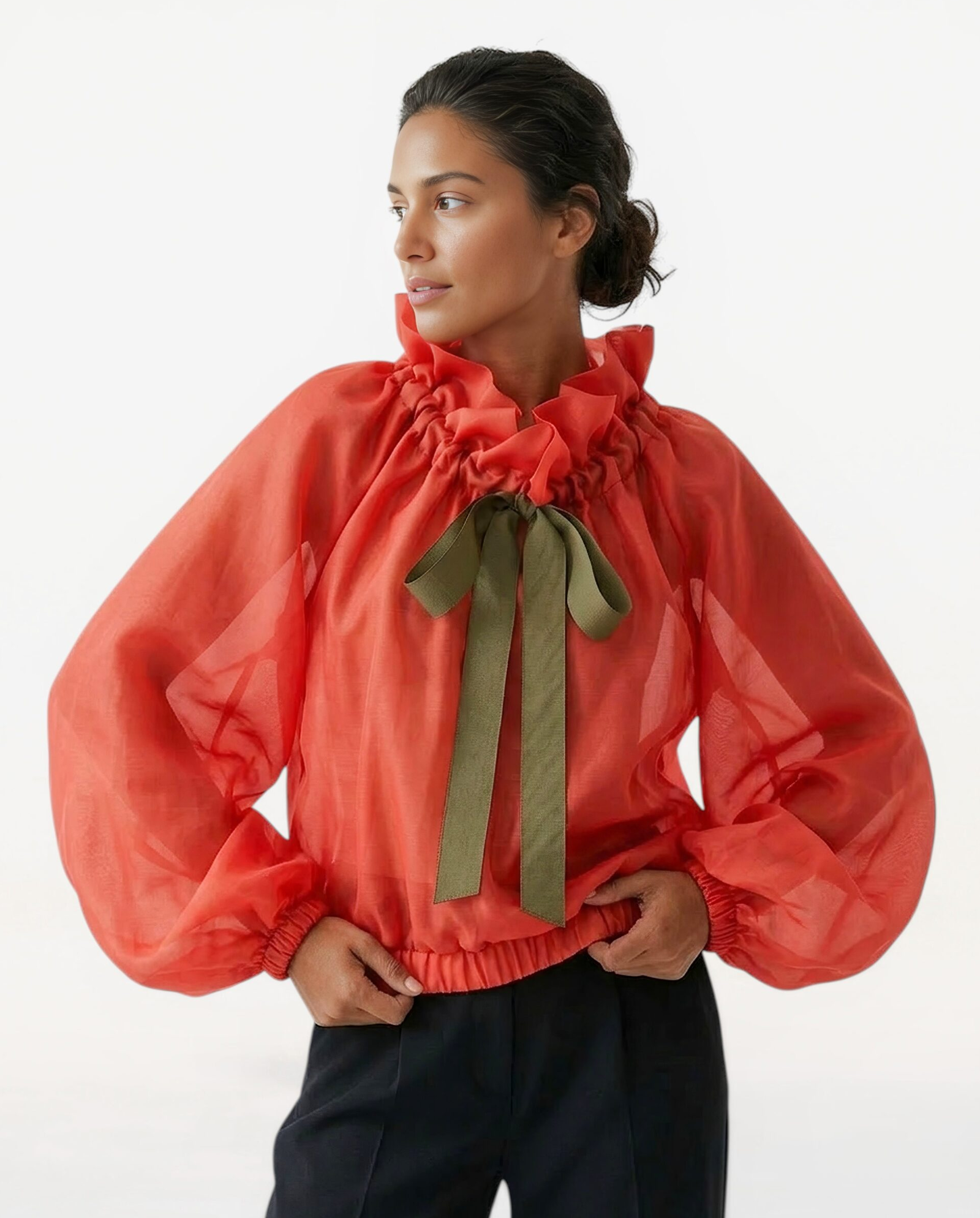 Ceglana bluzka z dodatkiem jedwabiu Etna - Image #0