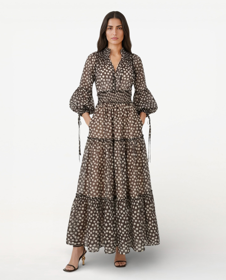 Maxi sukienka z printem w kropki Firenze