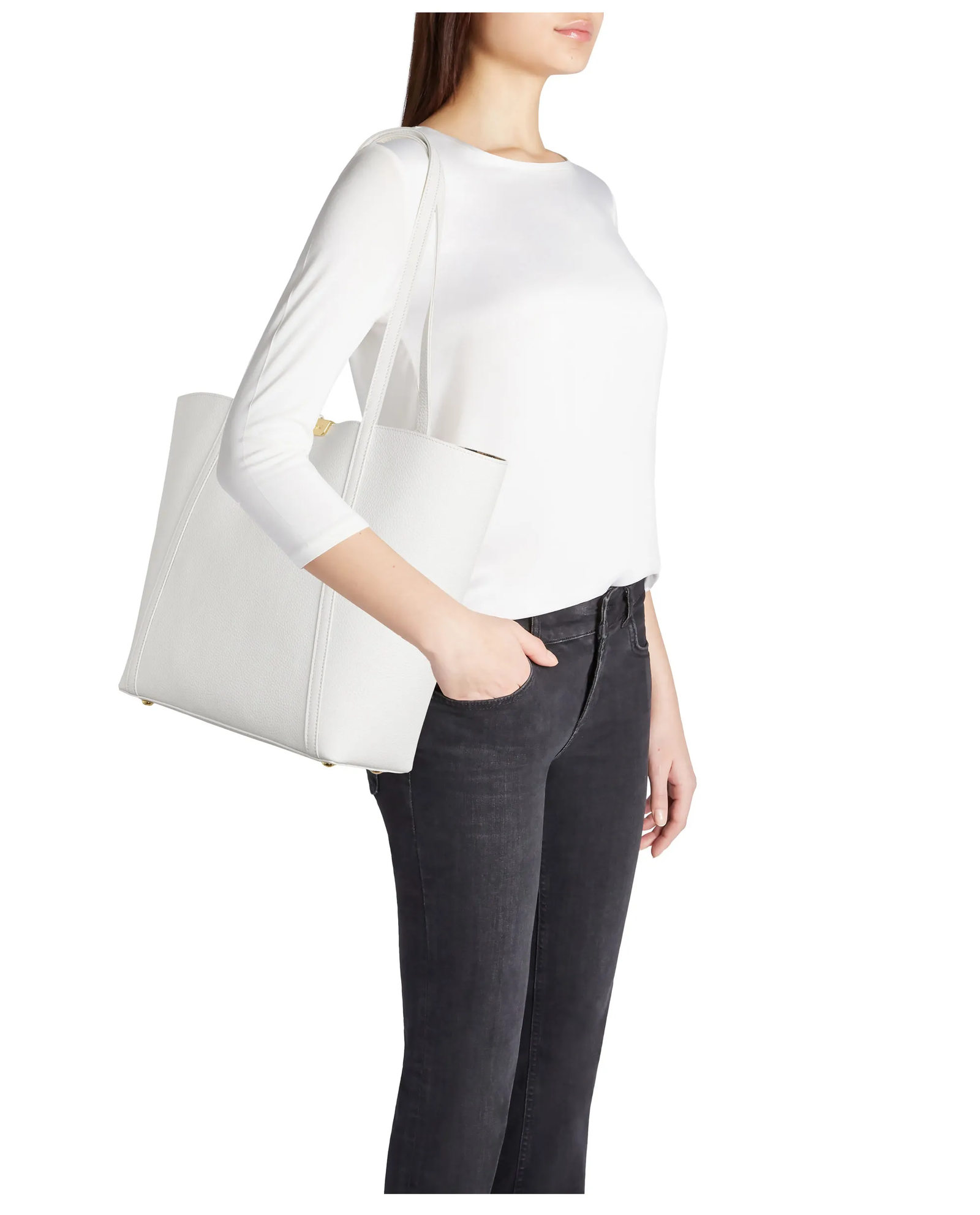 Biała torebka shopper Double - Image #4