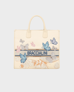 Kremowa torba shopper Jacquard Butterfly - Image #0
