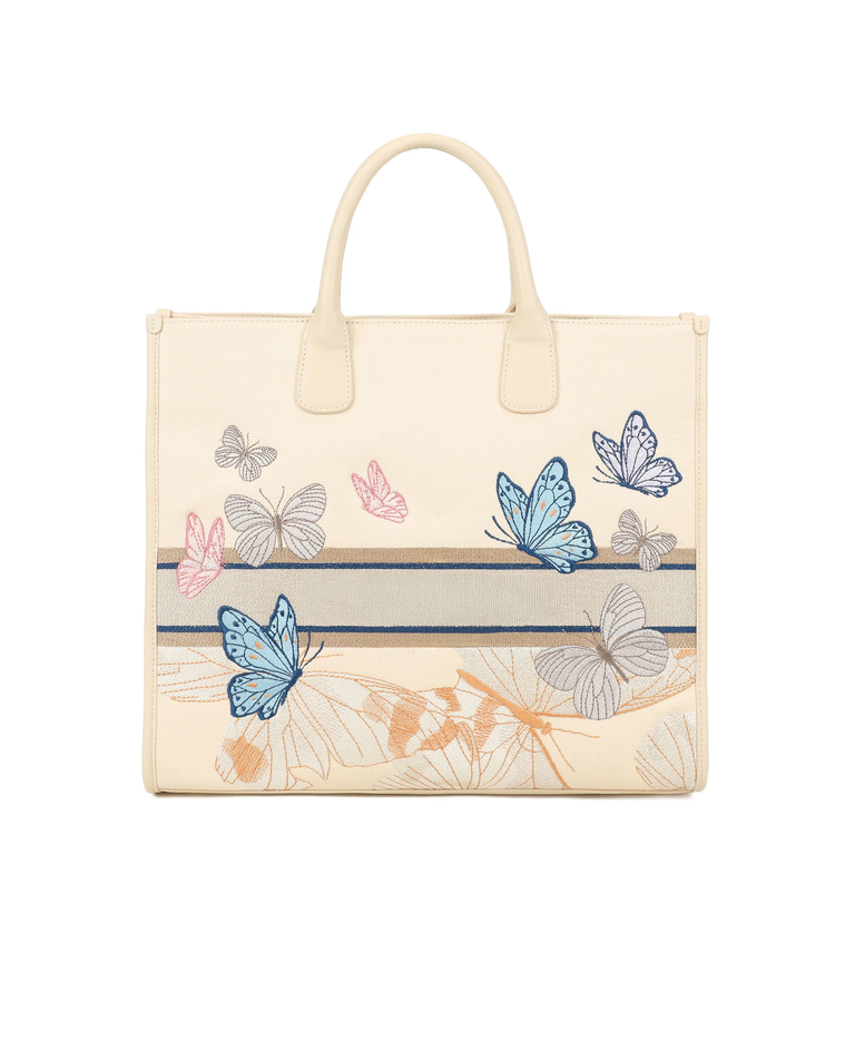 Kremowa torba shopper Jacquard Butterfly - Image #2