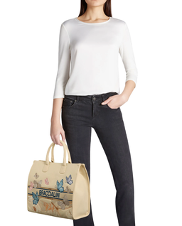 Kremowa torba shopper Jacquard Butterfly - Image #4