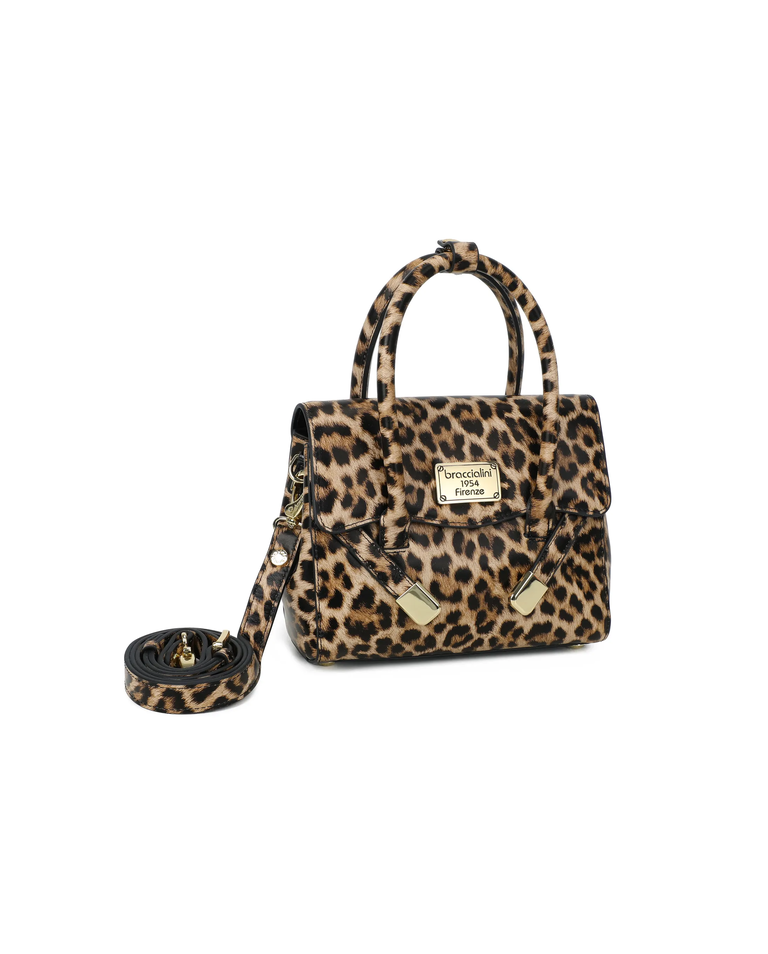 Skórzana torebka z wzorem w panterkę Sara