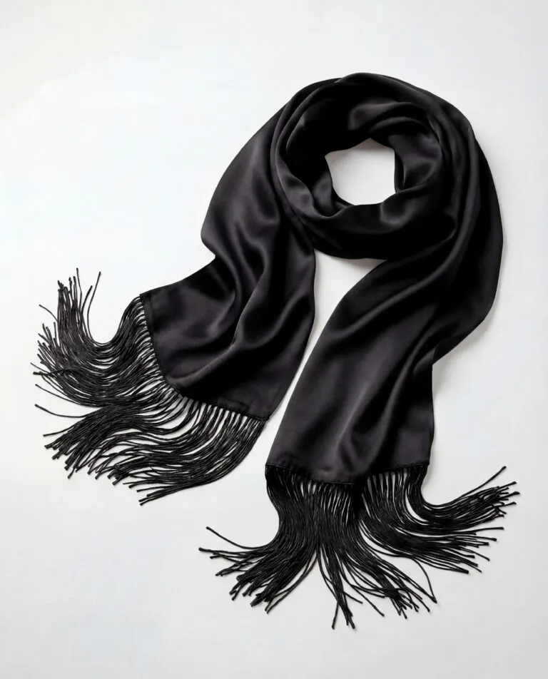 Czarny szal z jedwabiu Icon - Image #2