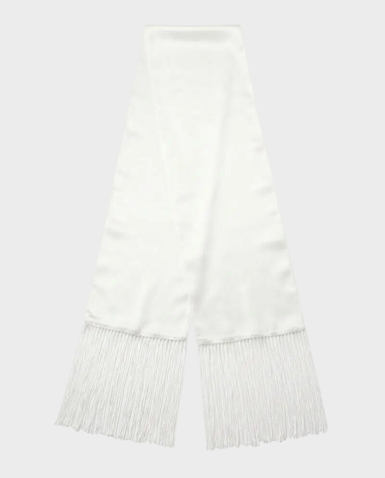 Biały szal z jedwabiu Icon