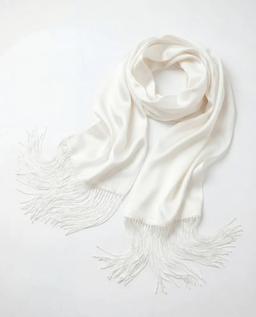 Biały szal z jedwabiu Icon - Image #1